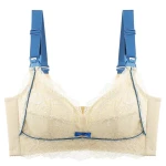 Women Full Coverage Wire Free Flower Lace Bra(Pearl White)