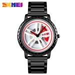 SKMEI Mens Watches Top Brand Luxury Car Wheel Rotating Dial Creative Watches Waterproof Quartz Man Wrist Watch Relogio Masculino(White Dial)