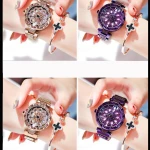 Explosive Creative Rotating Dial Ladies Watch Lazy Magnet Buckle Quartz Watch(Purple)