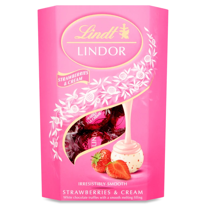 Lindt Lindor Strawberries & Cream Chocolate Truffles Box 200g