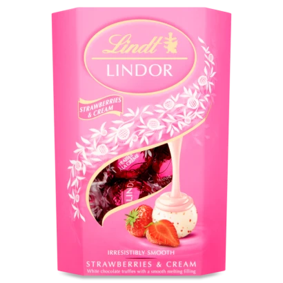 Lindt Lindor Strawberries & Cream Chocolate Truffles Box 200g