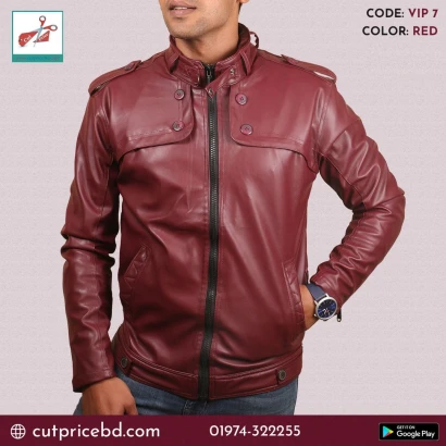 Marun color Fresh Biker jacket