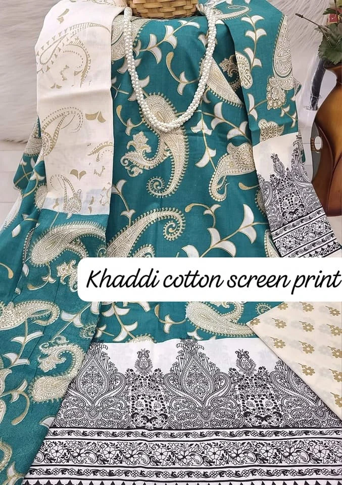 PURE KHADDI COTTON SCREEN PRINT 3PIC